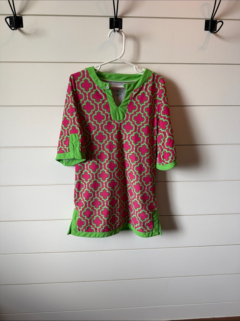 Cabana Life Pink and Green Geometric Tunic Dress